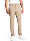 Pantaloni Chino Elastic cu Croială Normală Beige