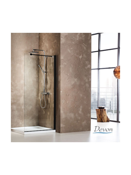 Διαχωριστικό Ντουζιέρας Μ67-69xy185cm Κρύσταλλο Clean Glass 6mm Black Matt Devon Iwis Wd Walk-in Wd70c-400