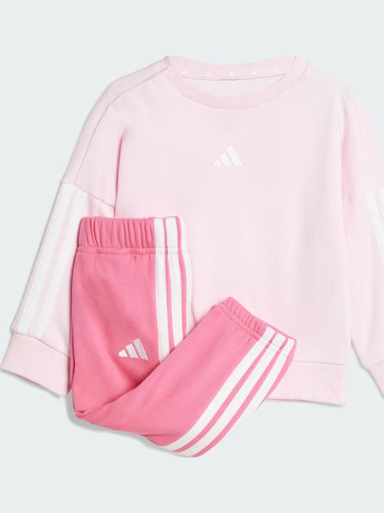 adidas Kids Sweatpants Set Clear Pink/white 2pcs Essentials JV9853