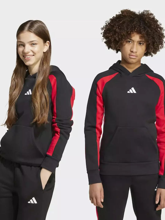 Fleece Παιδικό Φούτερ με Κουκούλα και Τσέπες Μαύρο Essentials