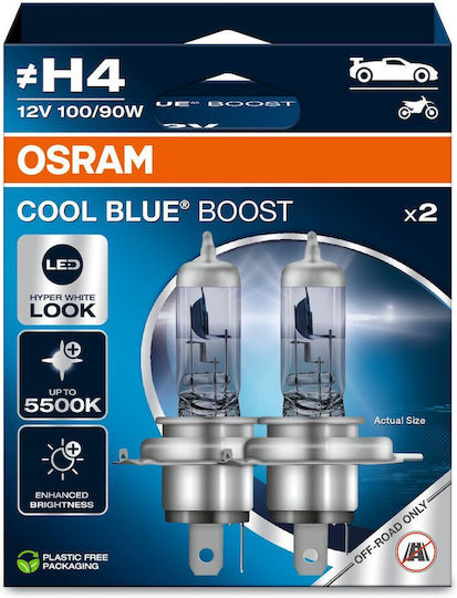 Osram Car Lamps Cool H4 Xenon 5500K Cold White 12V 2 Pieces