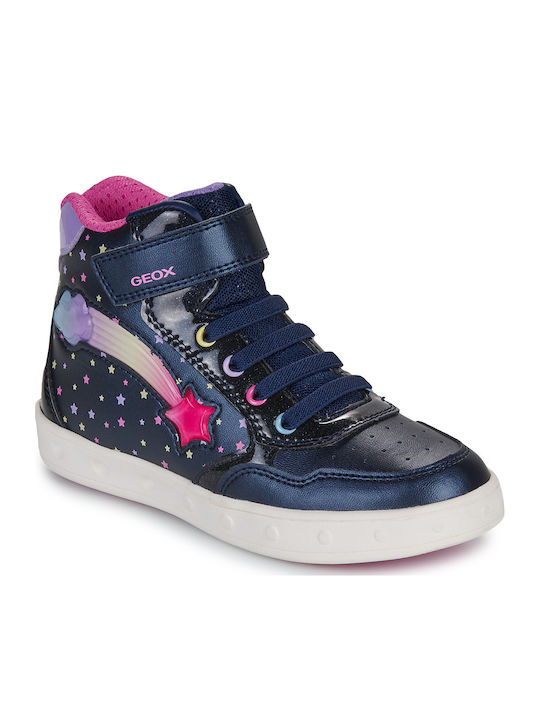 J Skylin Παιδικά Sneakers High Ανατομικά με Σκρατς Μπλε
