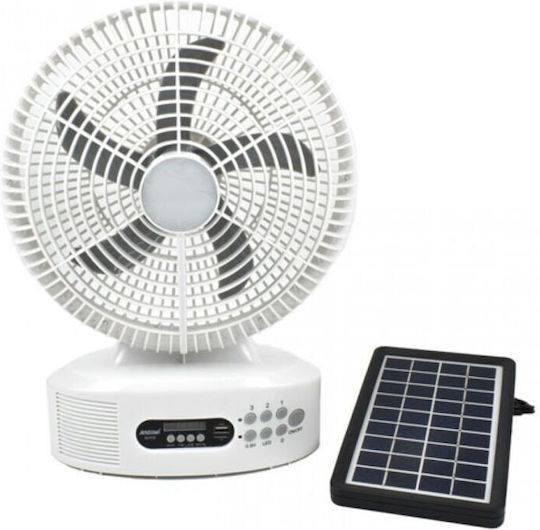 Wiederaufladbarer Solarventilator Tischventilator 30cm Bluetooth Lautsprecher Fm Led Beleuchtung