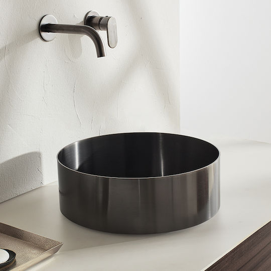 Voss Luna Επικαθήμενος Νιπτήρας Inox 33x33cm Gold Brushed