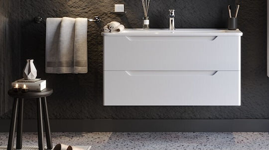 Πάγκος Perla Λευκό Mdf 18mm Λάκα 100 S3bperl100w 105x46x53cm