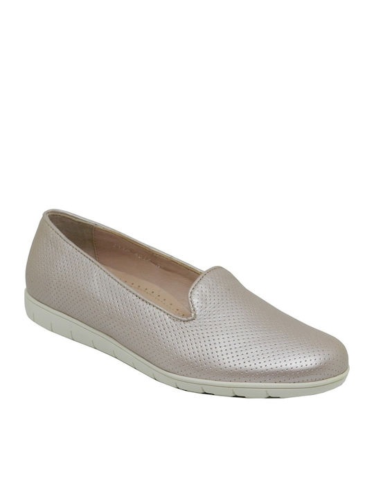 Δερμάτινα Γυναικεία Loafers Σαμπανιζέ