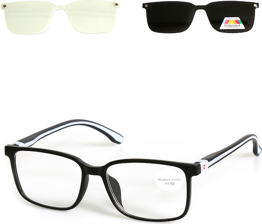 Alpin Clip On Men Reading Glasses +1.50 with Magnet in Black Colour