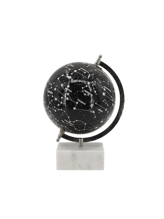 Artekko Globe Black Decorative Sphere Celestial Bodies Marble Base 20.3x20.3x30 Cm 20.3cm X 20.3cm X 30cm