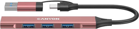 Canyon Hub 4 Θυρών USB 2.0 με σύνδεση USB-A Ροζ