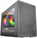 Mars Gaming MC-XPS Gaming Mini Tower Computer Case with Side Window and RGB Lighting Black