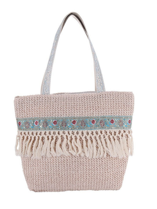Aquablue Strandtasche aus Korbweide Beige / Blau