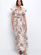 Summer Maxi Dress with Ruffles Animal Print