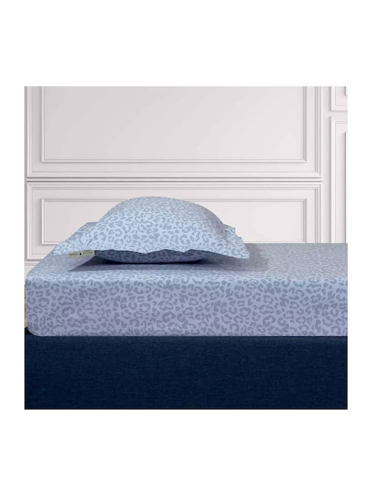 Greenwich Polo Club Sheet for Single Bed with Elastic 100x200+35cm. Loft 2288 Baby Blue