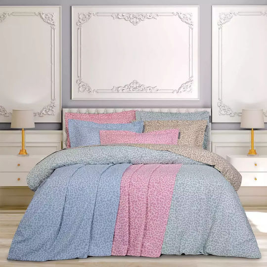 Greenwich Polo Club Sheet King Size with Elastic 240x260cm. Loft Leopard 2288 Baby Blue