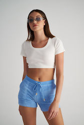 SugarFree Women's Terry Activewear Shorts Blue