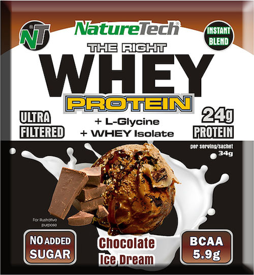 NatureTech Whey Protein Πρωτεΐνη Ορού Γάλακτος με Γεύση Chocolate Ice Cream 34gr