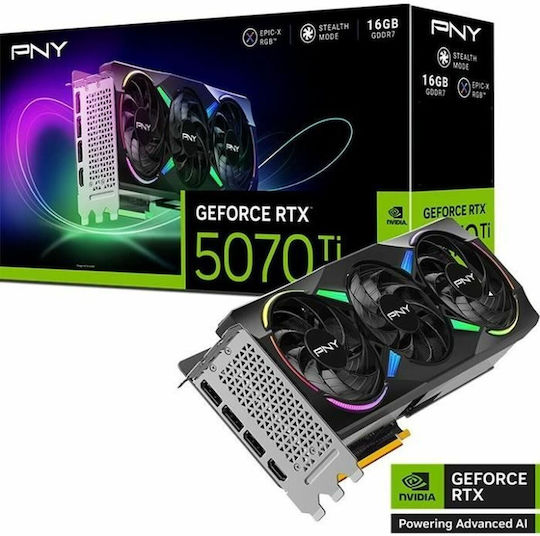 PNY GeForce RTX 5070 Ti 16GB GDDR7 OC Triple-Lüfter ARGB Grafikkarte