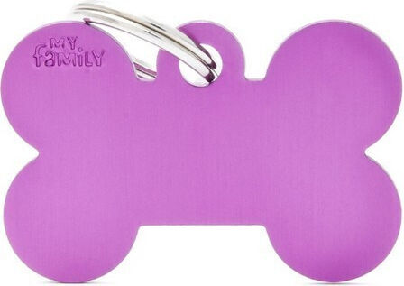 Myfamily Dog ID Tag Basic Bone Purple Large 3.8x2.5cm My Family Ft304pu