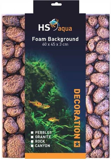 3D Embossed Aquarium Back Hs Aqua Foam Background Pebbles Brown 60x45x4.5 Cm