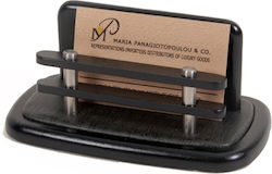 Handmade Office Card Stand Wood Black Color Leather Metallic Columns Dimensions 15 00x9 00x6 00cm 55-22 Za-17 B-4436