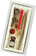 Francesco Rubinato Set Calligraphy Pen Brown Wooden with Blue Ink and with 1 Replacement Nibs
