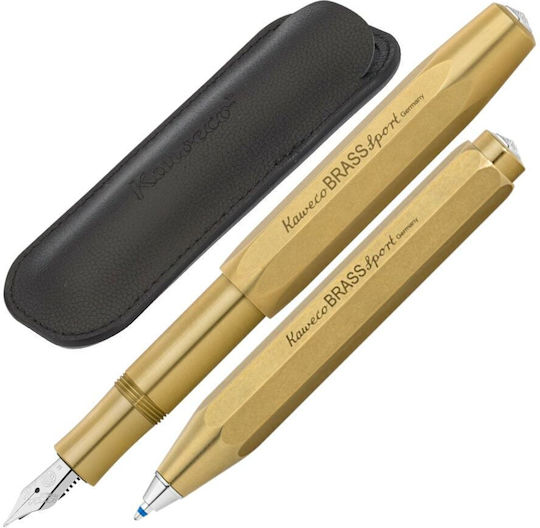 Kaweco Brass Pen-store Set 1 Πένα Στυλό Θήκη Ef Extra Fine