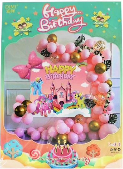 Composition with 48 Balloons Foil Pink Party decoration