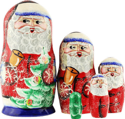 Holz Babuška Santa Claus 17cm 5 Stücke