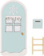Wooden Elf Door Toy Winter Wonderland Foggy Blue 14.6x30x1.8cm