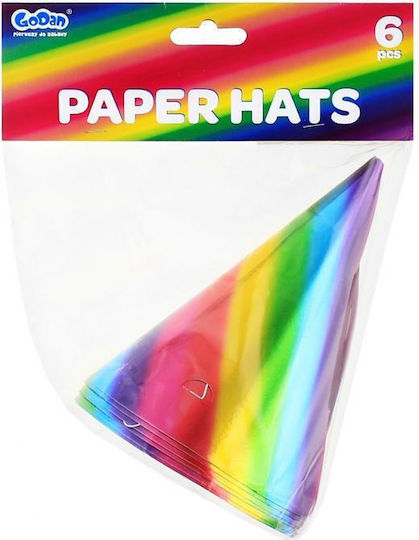 Χάρτινα Καπελάκια Rainbow Metallic Μεταλλικά 6 Τεμ