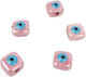 Ceramic Eye Enamel Bead 1x1cm Set/10 Pink