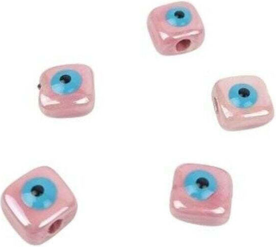 Ceramic Eye Enamel Bead 1x1cm Set/10 Pink