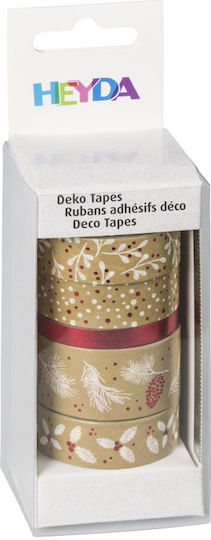 Decorative Adhesive Tapes Heyda Set 5 Pieces Kraft Red Various Sizes 3584529