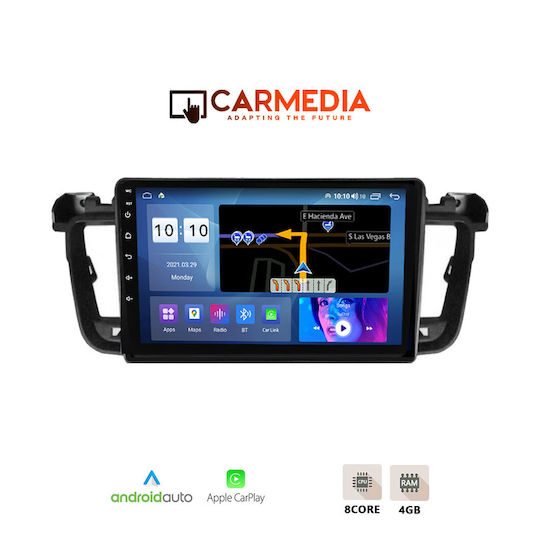 Carmedia Ηχοσύστημα Αυτοκινήτου για Peugeot 508 2010-2015 (Bluetooth/USB/WiFi/GPS/Apple-Carplay/Android-Auto) με Οθόνη Αφής 9"