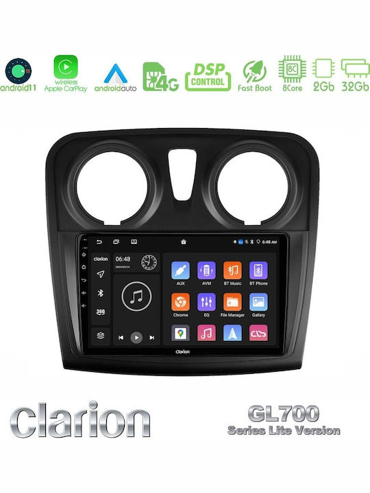 Clarion Car Audio System for Dacia Dokker 2012 (Bluetooth/USB/WiFi/GPS/Apple-Carplay/Android-Auto) with Touch Screen 9"