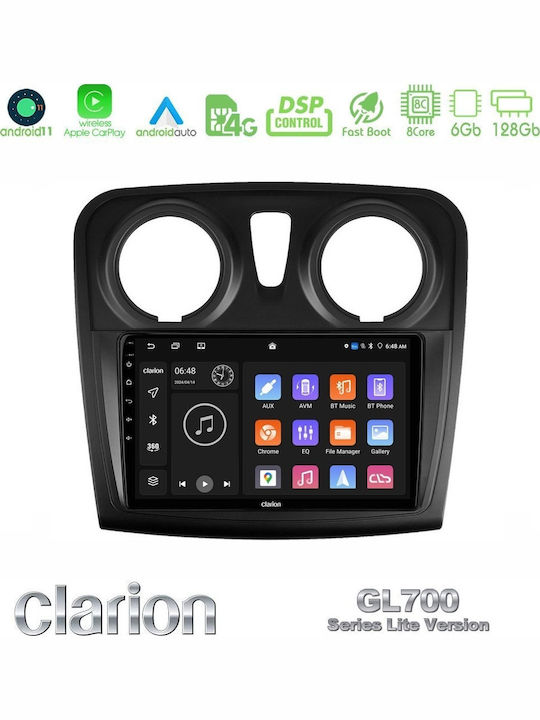 Clarion Car Audio System for Dacia Dokker 2012 (Bluetooth/USB/WiFi/GPS/Apple-Carplay/Android-Auto) with Touch Screen 9"