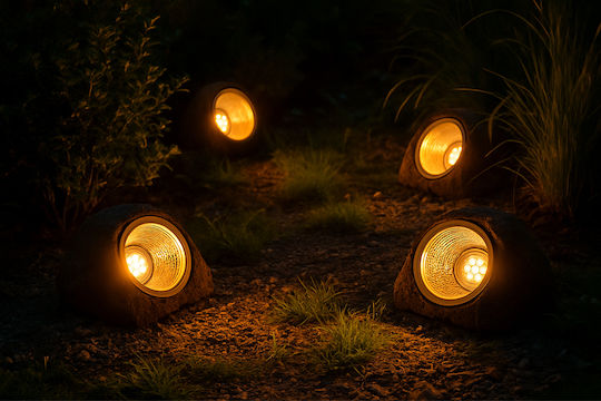 Nattera Solarleuchte Vrachaki mit Warmes Weiß Licht 15cmx11cmx10cmcm