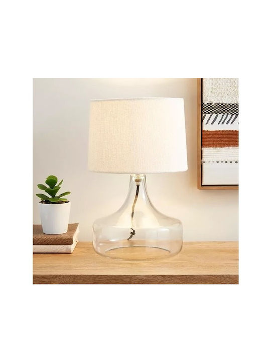 Lampă de masă cu Abajur Alb și Bază Transparent