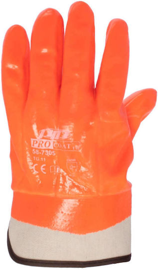 Gloves for Work Orange PVC/Cotton 1pcs
