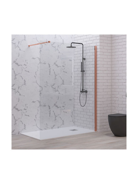 Karag Walkin 1 Фиксирана страна Душ 160x200см Прозрачно стъкло Розово злато