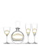 Capolavoro Wedding Carafe Set with Wine & Champagne Glasses made of Crystal Gold 4pcs