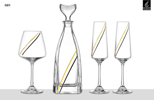 Capolavoro Dekanter-Set mit Wein- und Champagnergläser Kristall 4 Stück
