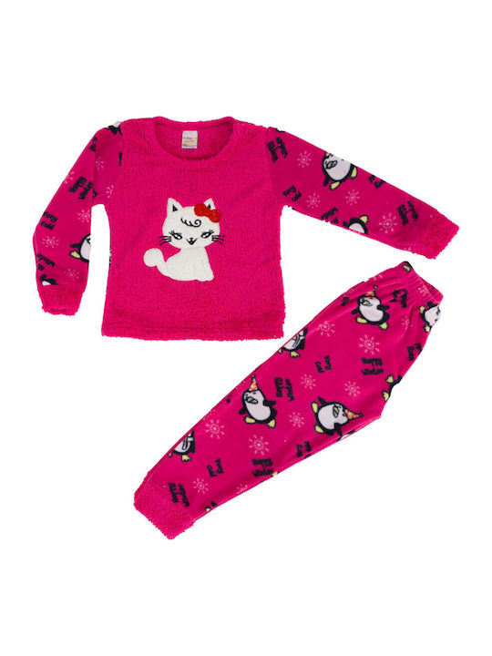 Cat Κοριτσίστικη Fleece Πυτζάμα Φούξια W23
