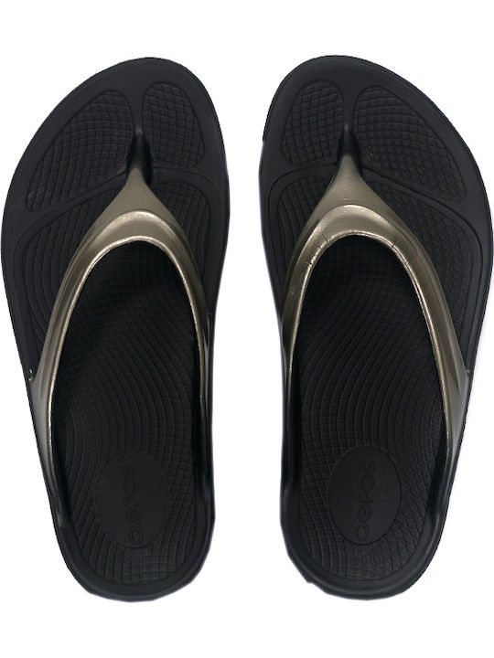 Oofos Oolala Recovery Flip Flops 1400 Latte Black Other Materials