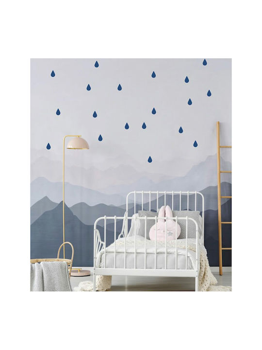Pom Le Bonhomme Raindrops Blue Wall Stickers