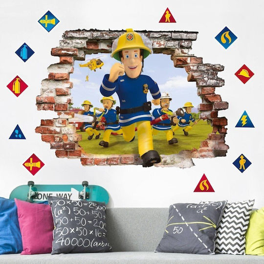 Kids Wall Sticker Firefighters in Action 80x120cm
