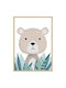 Πόστερ Δρύινη Φυσική Κορνίζα Ακ Γυαλί Bear In Bush 30x40 Cm Incado