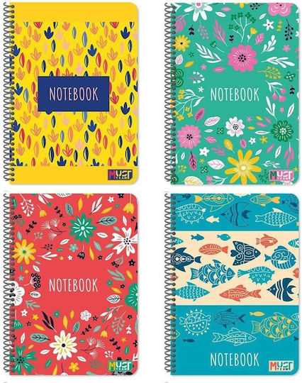 Must Team Spiral Notebooks Ruled A4 60 Sheets 2 Subjects Vibes 8pcs