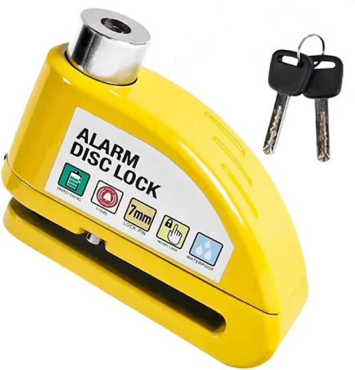 Anti-theft Motorcycle Disc Brake Lock with Alarm & 7mm Pin in Black