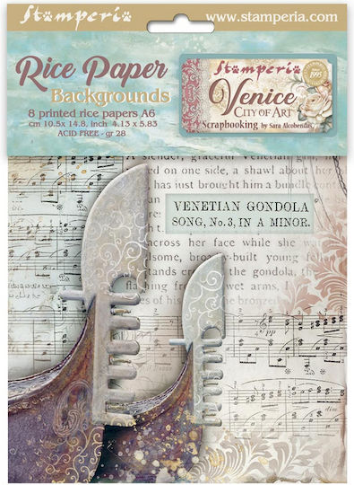 Set 8 Reispapier Decoupage Stamperia 10,5×14,8cm Venice City Art